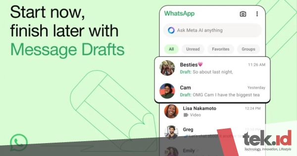 Fitur baru WhatsApp: Simpan pesan sebagai draft